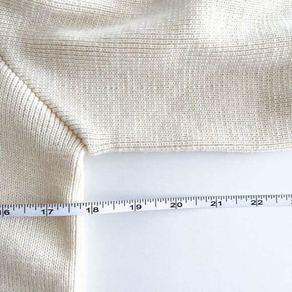 White Ram Vintage Women's 100% Wool Zip Cardigan Curling Sweater Cream Medium - Picture 6 of 6
